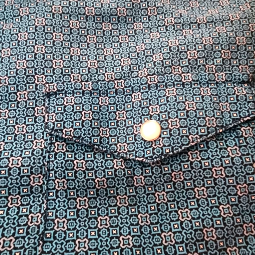 Panhandle Slim Rough Stock Pearl Snap Western Shirt Womens XL Geometric B328‎